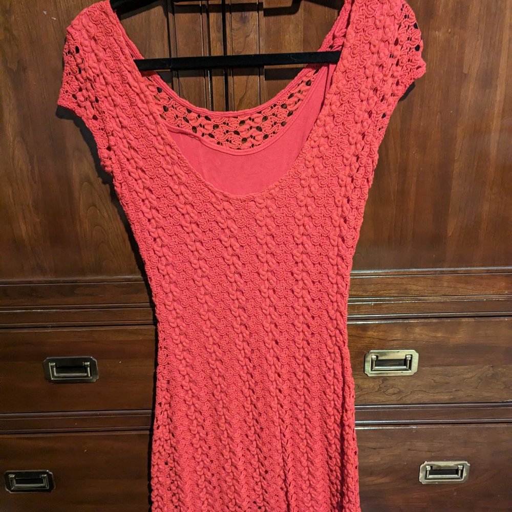 Red Free People crochet dress xs